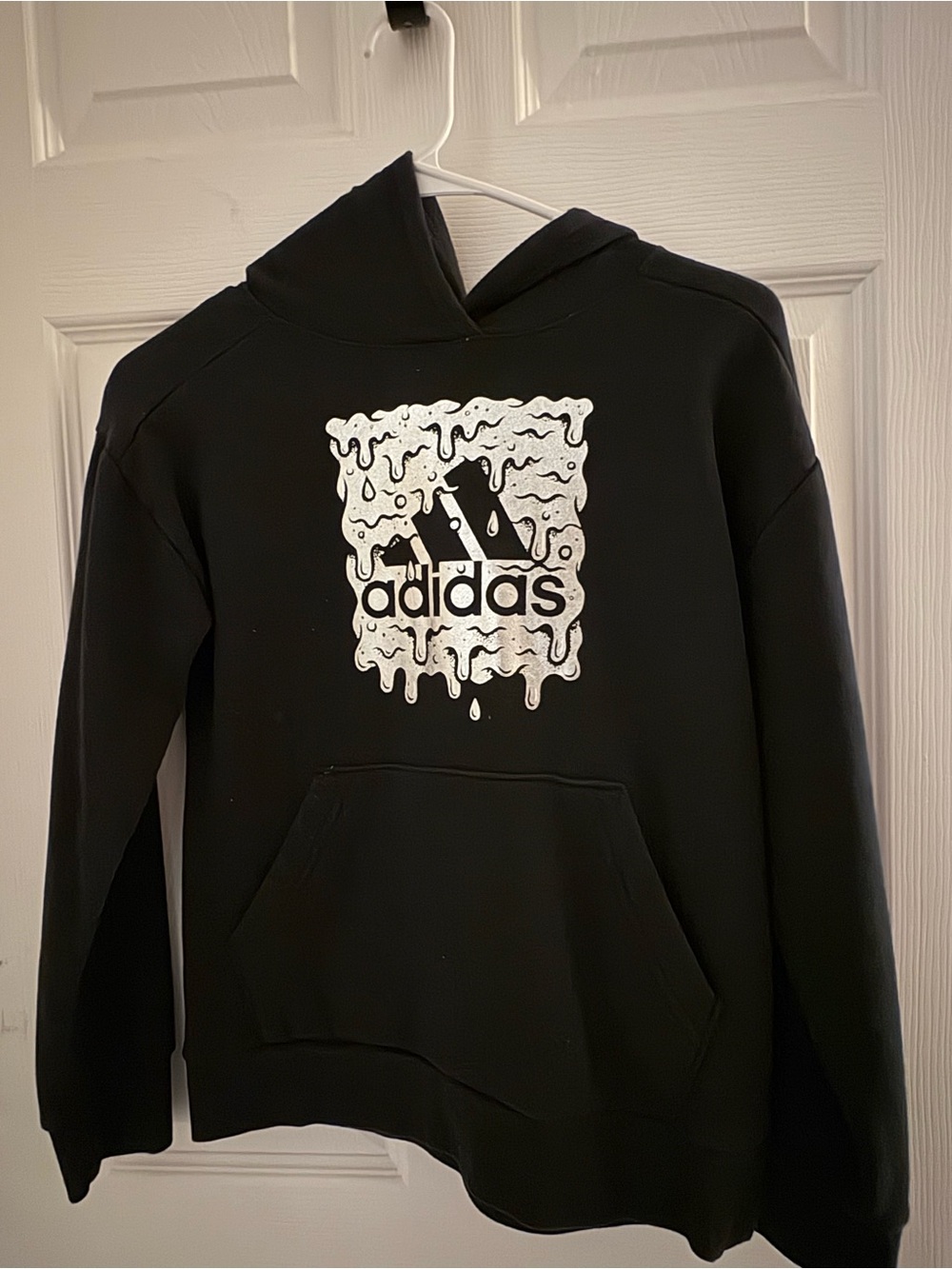 adidas Black Hoodie with White Logo Tag